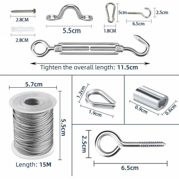 15M rostfritt stål kabel, rostfritt stål rep för hängande, utomhus