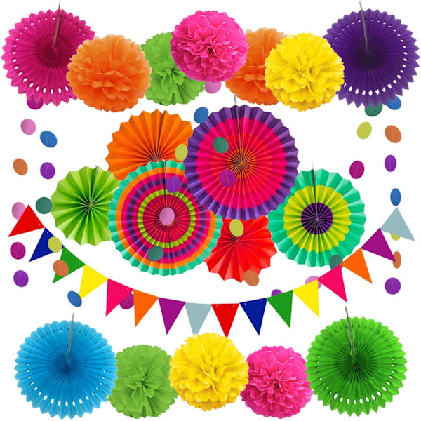 Partydekoration pappersfläkt blomma (3