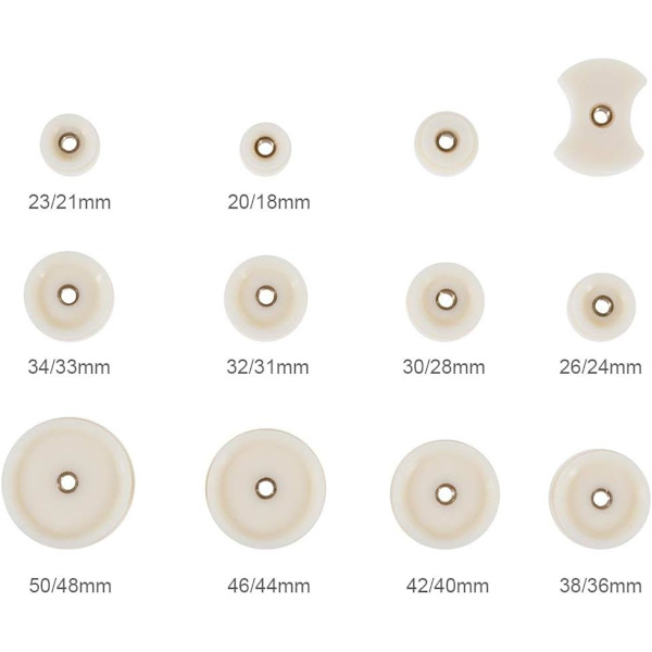 12 kiinnityskuppia (18mm - 50mm) kellopuristin, kellokuoren sulkija, W