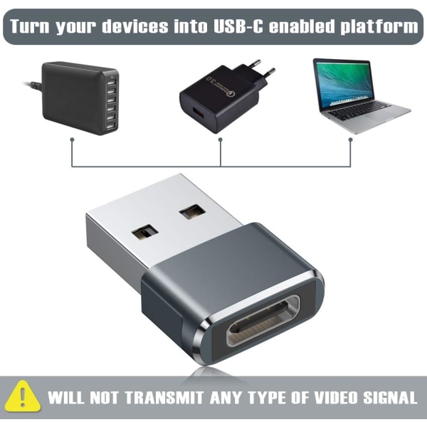 3 stk. USB C hun-til-USB han-adapter, Type C til A opladerkabel