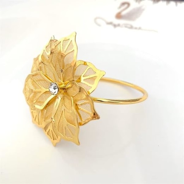 1 st hotell guld servett spänne mesh blomma servett ring borr blomma