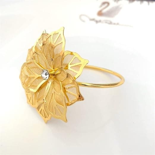1st Hotel Gold Servett Spänne Mesh Blomma Servett Ring Drill Blomma