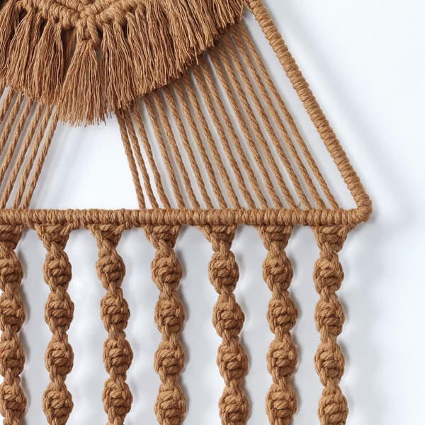 Macrame vävd väggdekoration drömfångare triangel tofs geometri