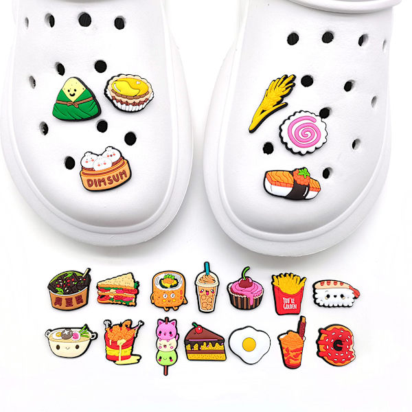 20 söpöä sarjakuva ruoka sarja Crocs kengät kukka koristeellinen solki