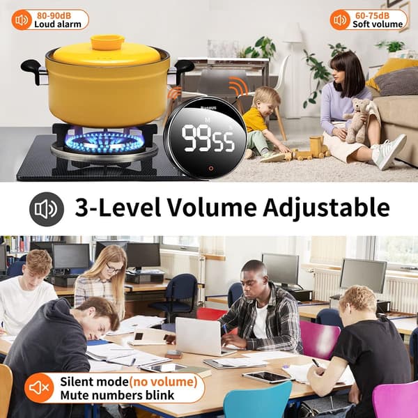 Baseus Kök Timer LED Digital Magnetisk Nedräkningstimer, 3 Adju