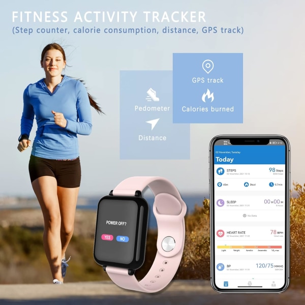 Smartklokke for menn og kvinner, Smart Fitness Sports Watch, HD Large Scree