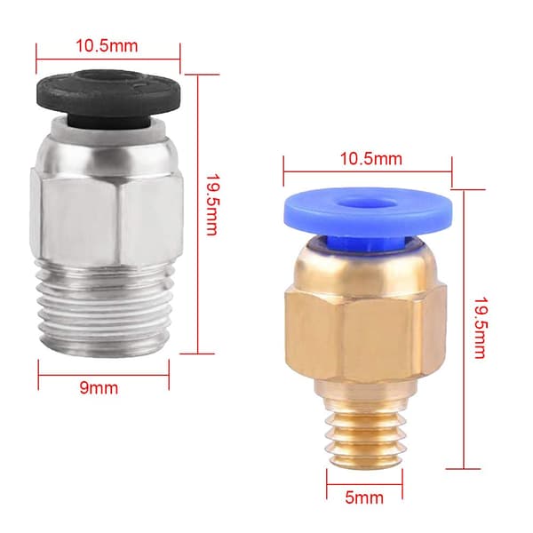 5 st blå PTFE Teflon-rör (1 meter) och 10 st PC4-M6-kopplingar