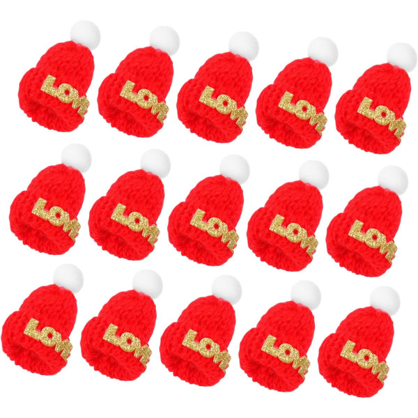 15 stykker rød mini kasket Små julehatte Håndværksstrikkehatte M