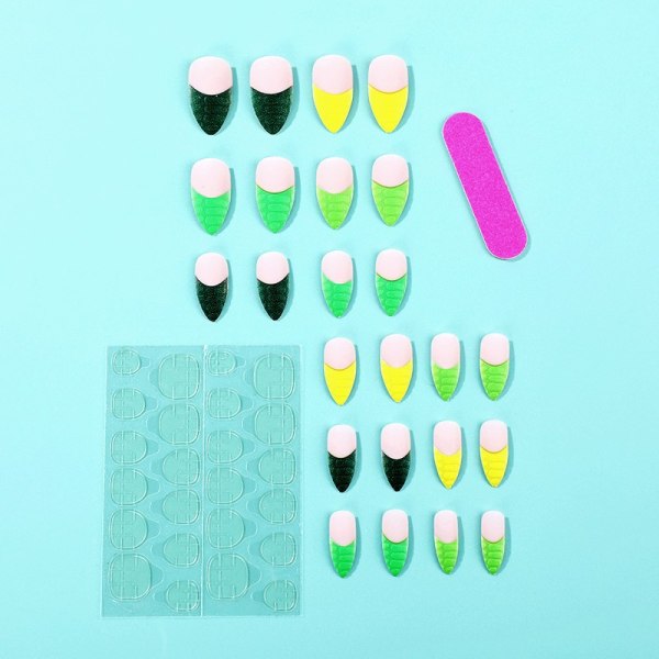 24 Bärbara Naglar 3D Präglad Matt Textur Korta Falska Naglar Man
