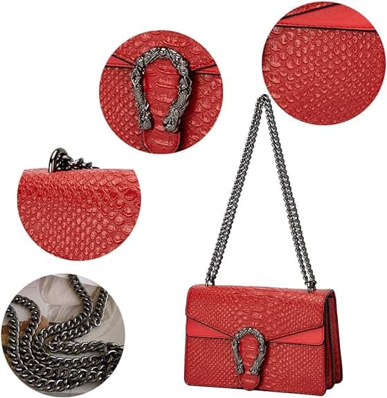 Crossbody axelväska för kvinnor - Ormmönstrat läder