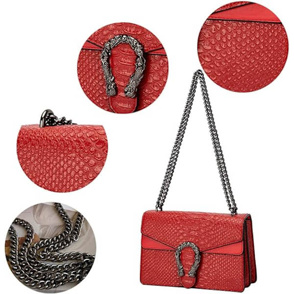 Crossbody skuldertaske til kvinder - Slangeprint læder