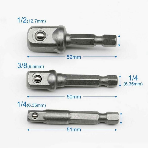8 stk. 1/4\" 3/8\" 1/2\" magnetisk bitholder skruetrækkerforlænger