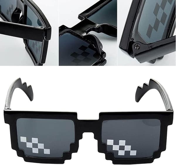 3 par Pixel Mosaik Briller, Thug Life Briller, Plast Pixel
