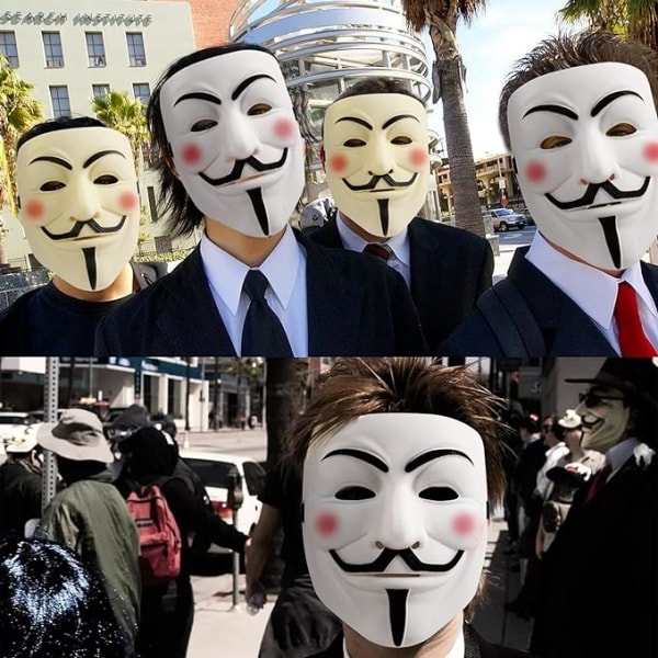 Anonym Halloween-maske, 2 stk. V for Vendetta-maske for voksne