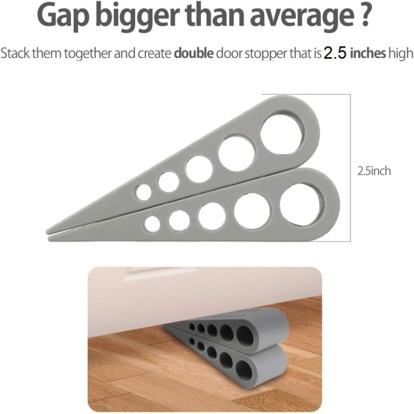 2 stk. dørstop i gummi, skridsikker på alle gulvoverflader