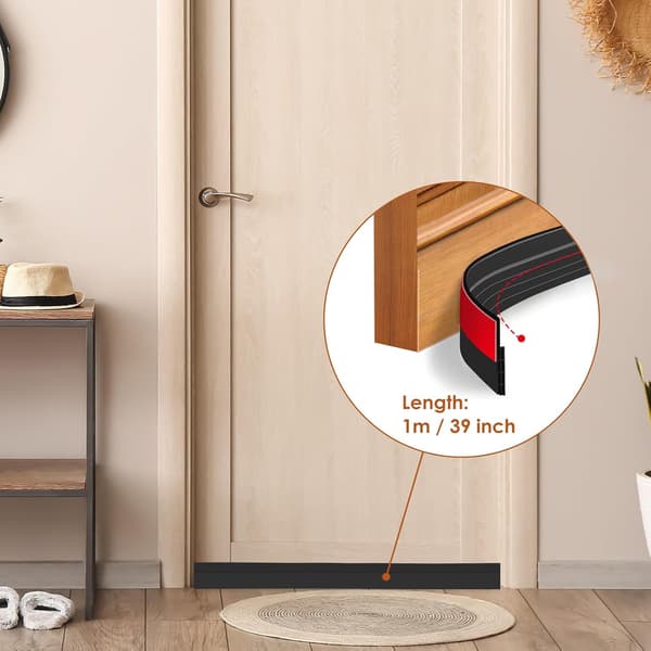 (Musta) Cold Stop Draft Excluder, Silikoni Tiivistysnauha Anti Noi