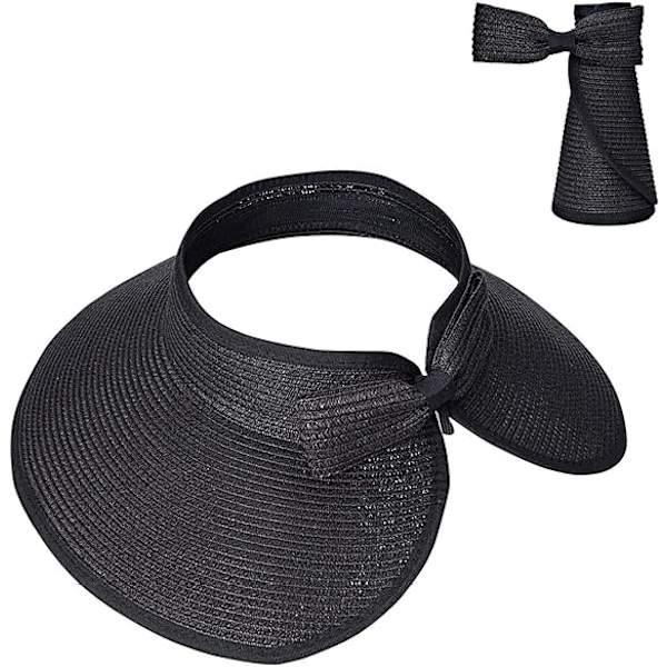 Visor Solhat i Halm til Kvinder med Bred Skygge UPF 50+ Sommer Beskyttelse