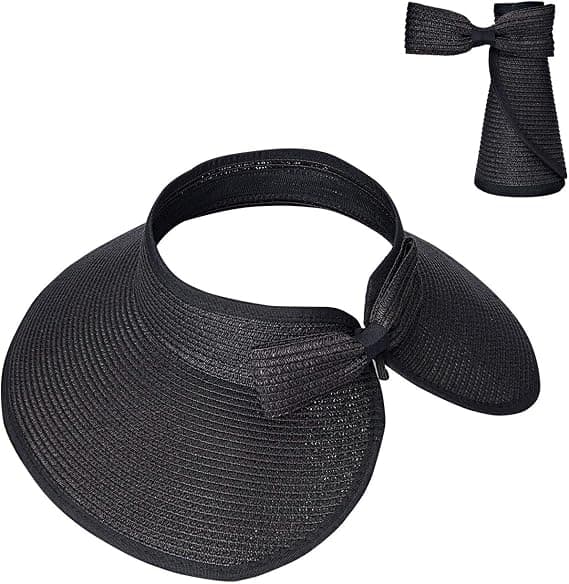 Visor Solhatt i Halm med Bred Bremm for Kvinner UPF 50+ Sommerbeskyttelse