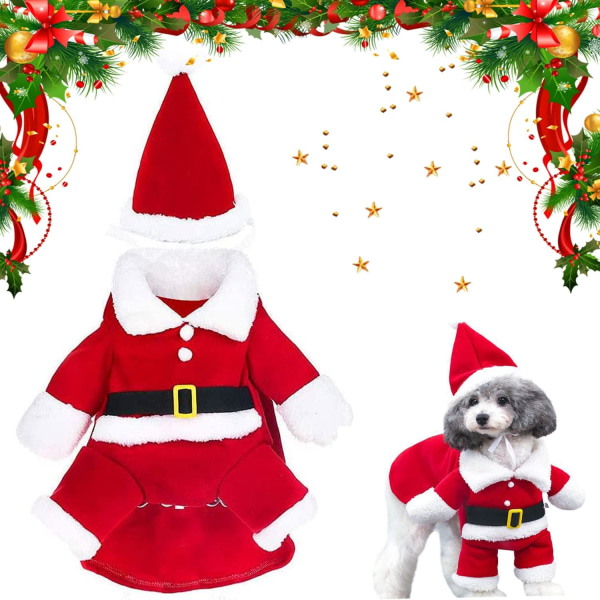 Hund og kat julemandskostume, juletøj til kæledyr Sød julemand
