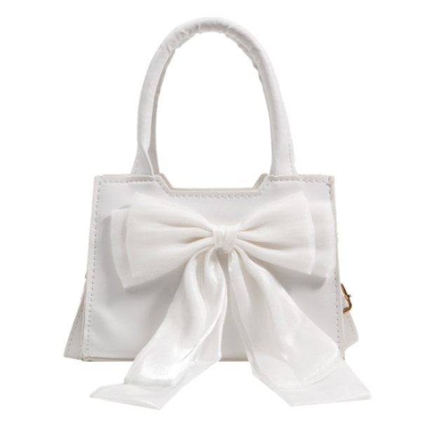 WHITE Women Handbags Leather Bow Handbag