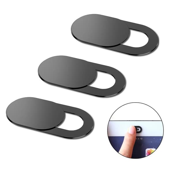 Bærbar størrelse, webcam cover shutter magnet slider (sort)