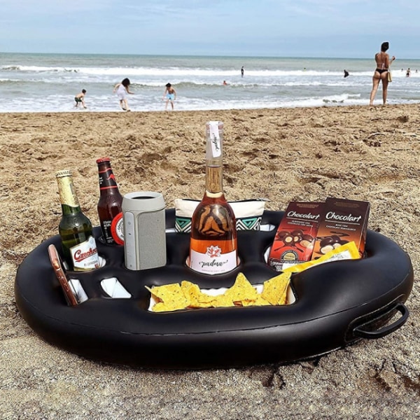 Oppustelig drikkevareholder, flydende poolbar med 8 huller, drikkekop