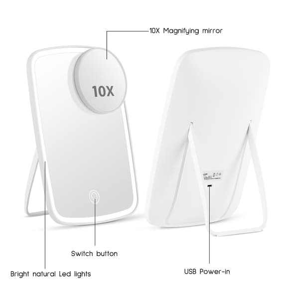 10x Lighted Magnifying Mirror, Rechargeable with 3 LED Light Sett