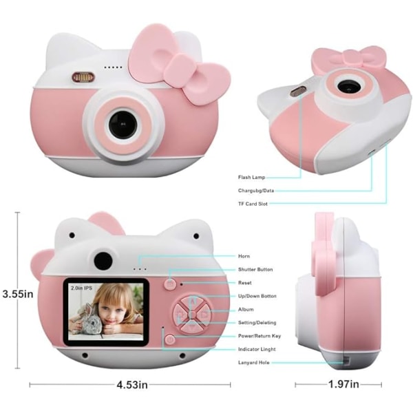 Barnkamera, 2,0 tums digitalkamera för barn, 1080P / 4K Pixel HD Vi