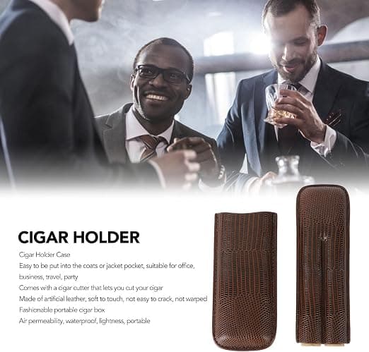 1st case - brunt PU-läder 2 fingrar cigarrbärare
