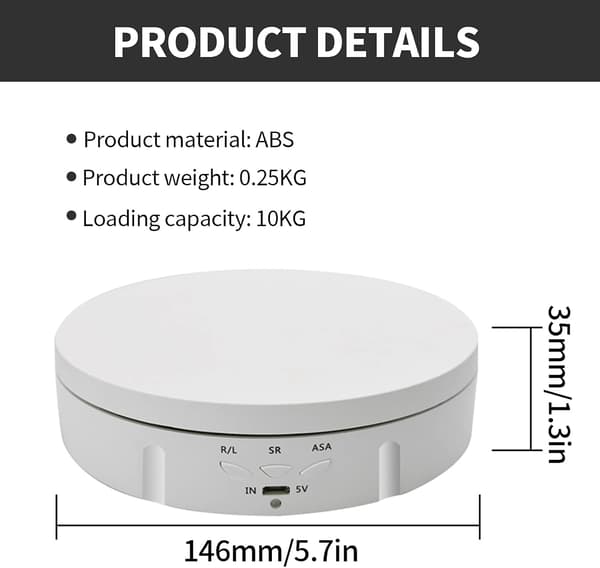 Elektrisk drejeskive, 146mm Smart elektrisk roterende displaystand,