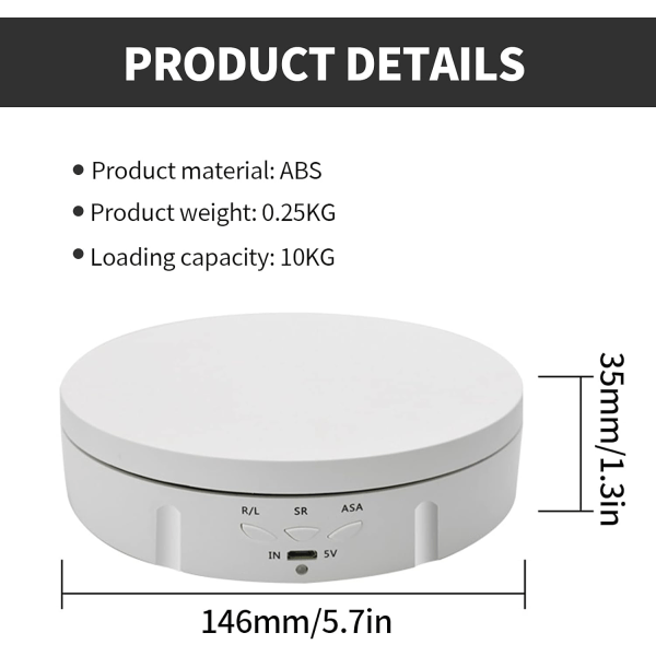 Elektrisk skivspelare, 146 mm smart elektrisk roterande displaystativ,