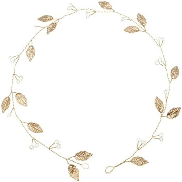 Guld lagerkrans pannband med band blommig krona bröllopshuvud