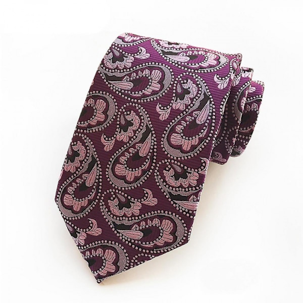 Ny klassisk paisley silkeslips for menn, lilla