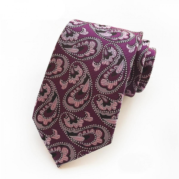 Uusi klassinen miesten paisley-silkki solmio violetti