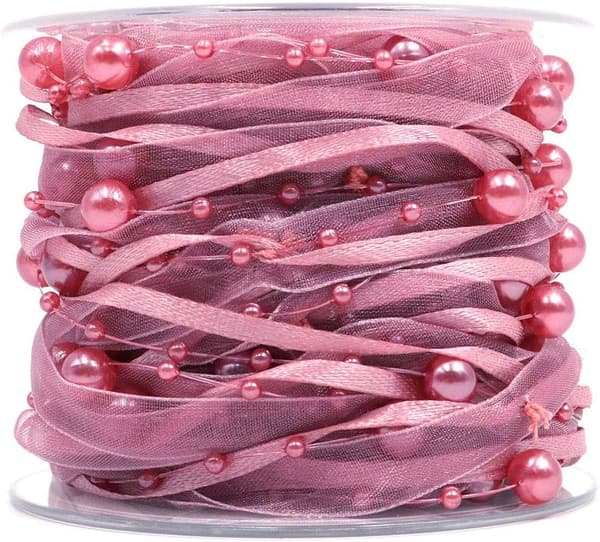 1 stk (rosa) Chiffon kunstig perle bånd