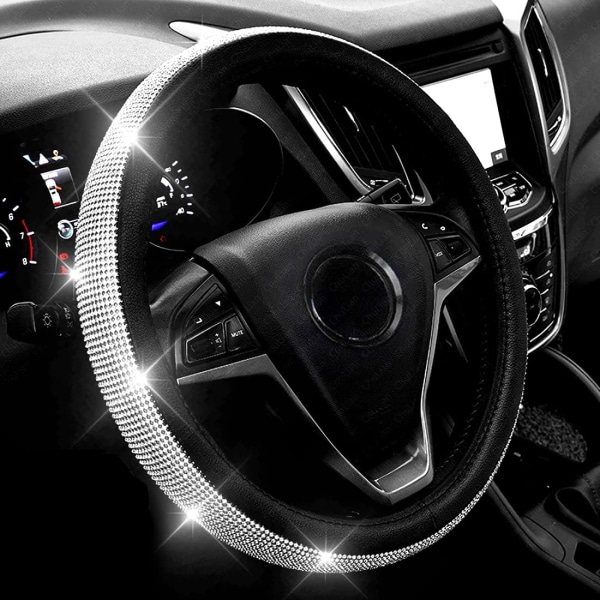 New Diamond Leather Steering Wheel Cover with Shiny Crystal Rhine