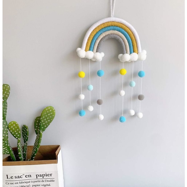 Rainbow Macrame Vägghängande gobeläng Heminredning Bohemian Decor H