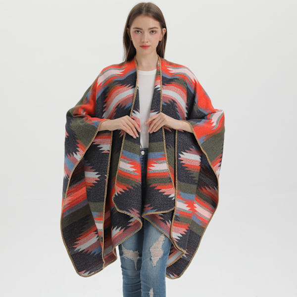 Orange Dame Sjal Stødende Geometrisk Split Fashion Varm Sjal O