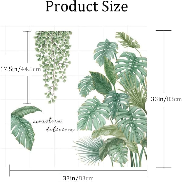 Tropisk plante palmeblad klistremerke, blad klistremerke, rotting blad vegg