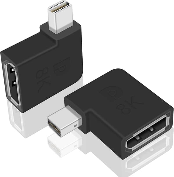 Mini Displayport til Displayport Adapter, 90 Graders Mini DP til DP