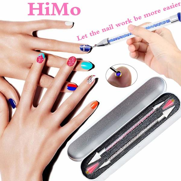 Nagelkonst Rhinestone Picker Tändverktyg med Extra 2 Vaxhuvuden,