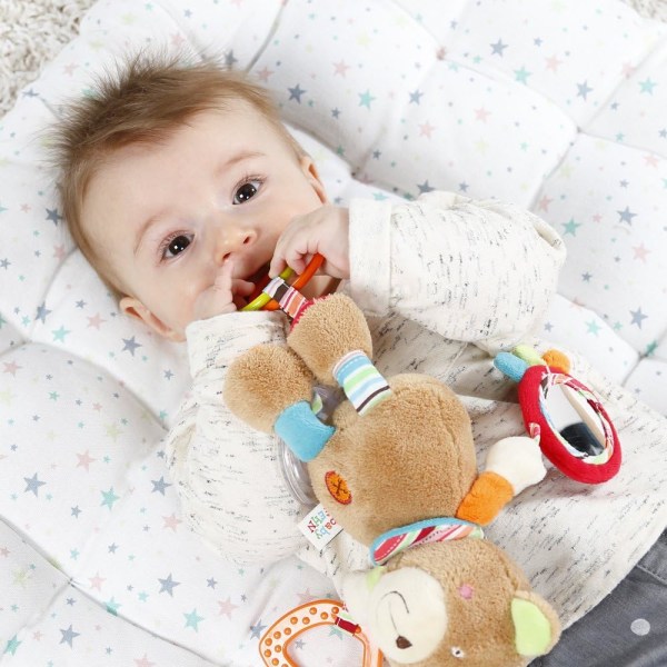 Cloche de lit bébé nouveau-né 0-1 an remorque de poussette éducative en peluche 3-12 mois jouet de confort, ours