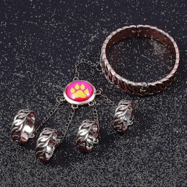 Animation Ladybug Reddy Girl Ring Armband Set Kattklo och Hund C