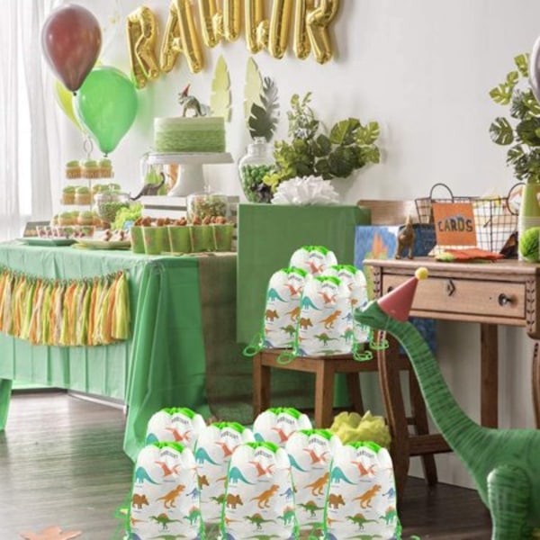 16 pakke dinosaur party gavepose godteposer, dinosaur snorposekk