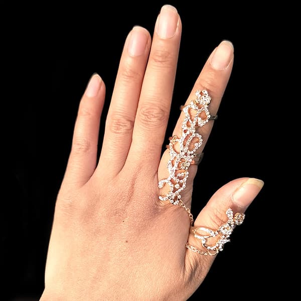 Boho Ring Armbånd Gull Ring Armbånd Punk Blad Ring Bryststropp