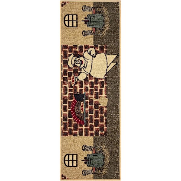 40 x 120 cm Beige keittiön kumipintainen kokkimatokuvio