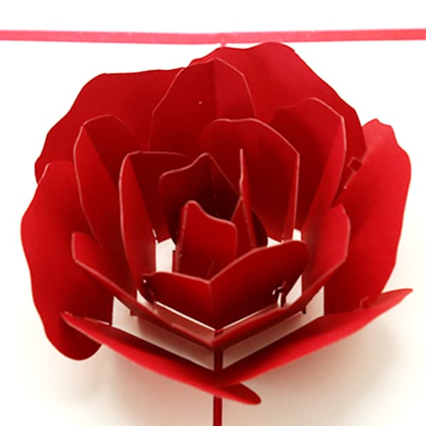 Romantisk 3D Stor Rose Kort Egnet til Invitation eller Tak Bekendtskab