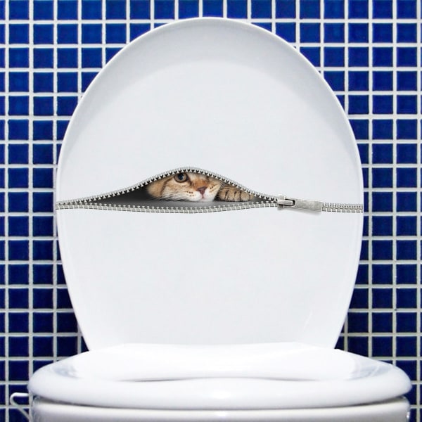 Creative 3D Lynlås Killing Toilet Sticker Personlig hjemmevæg D