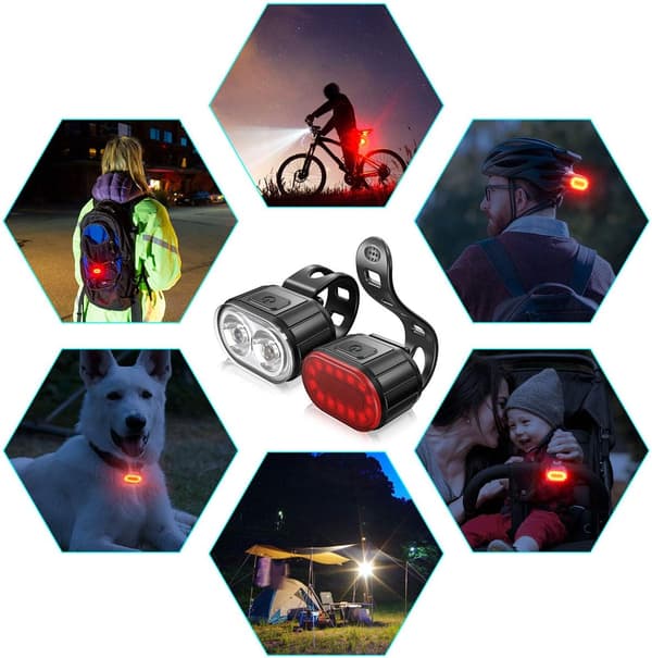 LED sykkellys, USB-oppladbare front- og baklys, IPX5 w