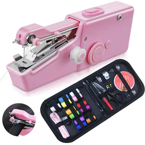 Pink Mini multifunktionel elektrisk symaskine manuel krydssøm